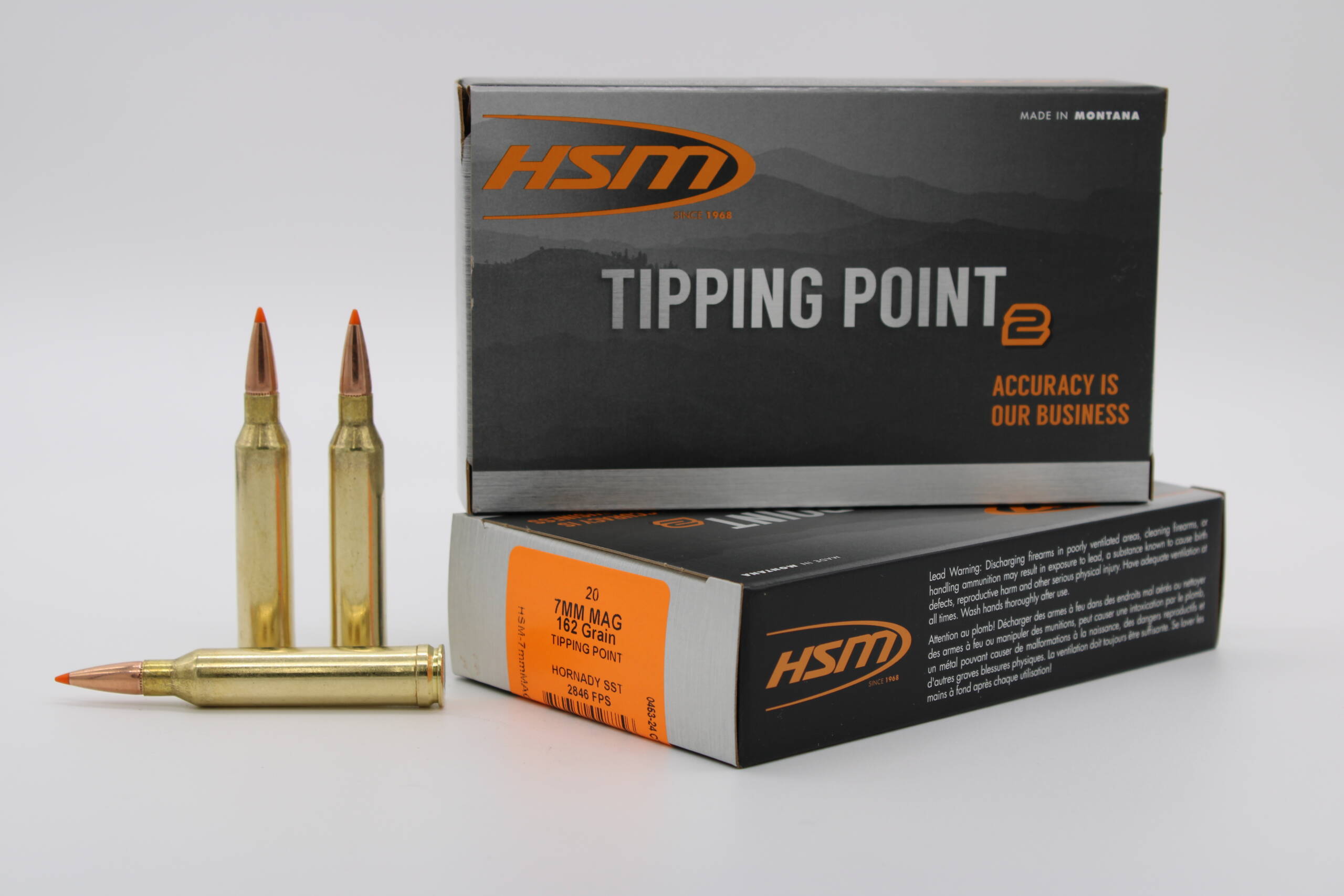 HSM AMMUNITION 7MM MAG 162GR TIPPING PT 20RD BOX 20 BOXES PER CASE HSM AMMUNITION 7MM MAG 162GR TIPPING PT 20RD BOX 20 BOXES PER CASE