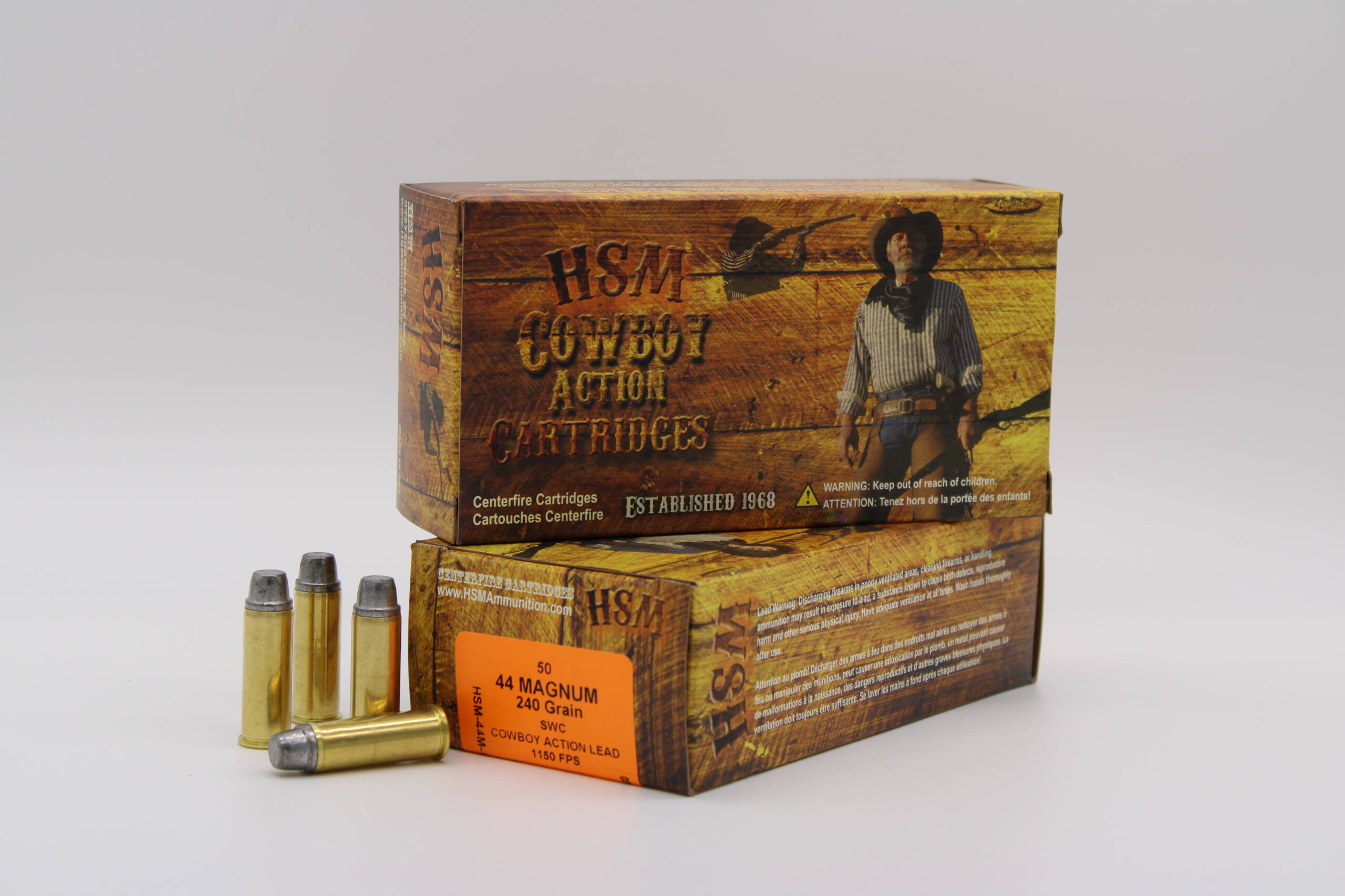 HSM AMMUNITION 44 MAG 240GR HL SWC 50RD BOX 10 BOXES PER CASE HSM AMMUNITION 44 MAG 240GR HL SWC 50RD BOX 10 BOXES PER CASE