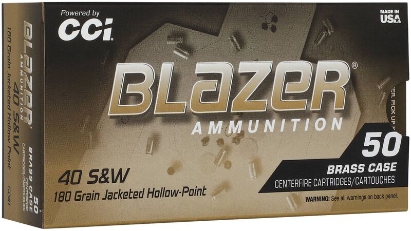 CCI 40 S&W 180GR BLAZER BRASS JHP 50 RD/BX 10 BX/CS CCI 40 S&W 180GR BLAZER BRASS JHP 50 RD/BX 10 BX/CS