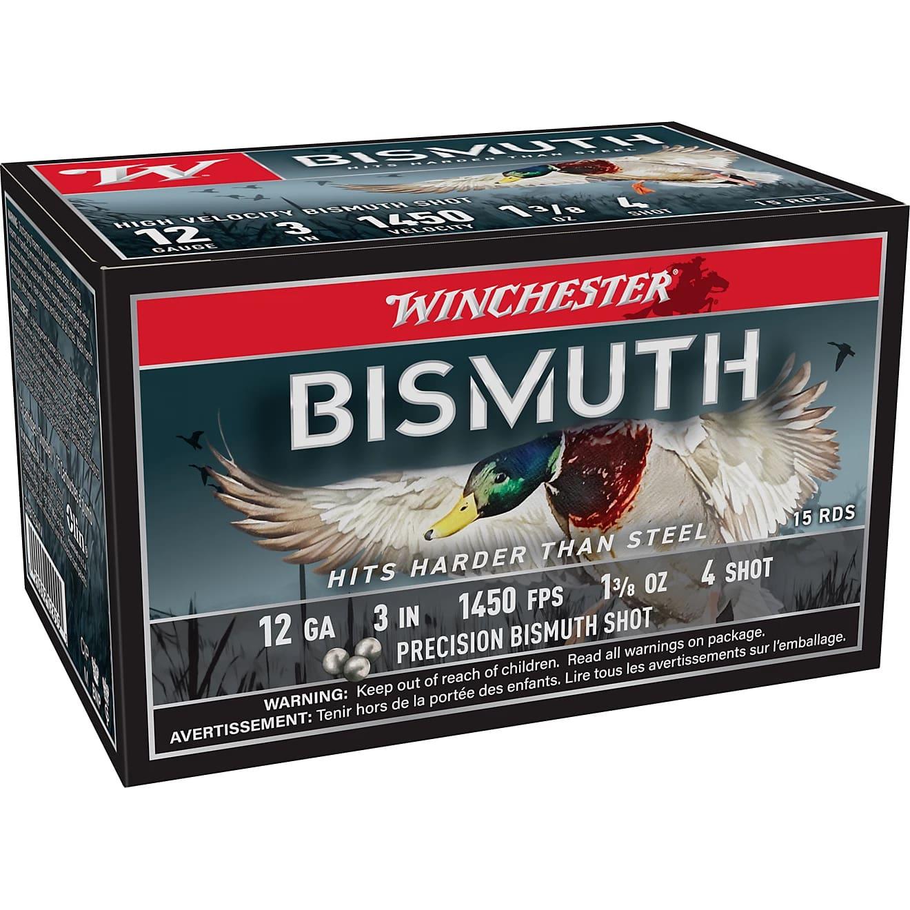 WINCHESTER BISMUTH 12 GA 3" #4 1-3/8OZ 15 RD/BX 10 BX/CS WINCHESTER BISMUTH 12 GA 3" #4 1-3/8OZ 15 RD/BX 10 BX/CS