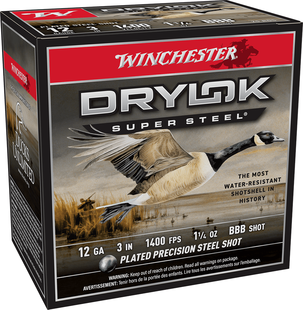 WINCHESTER DRYLOK SUPER STEEL 12 GA 3" BBB 1-1/4 OZ 25 RD/BX 10 BX/CS WINCHESTER DRYLOK SUPER STEEL 12 GA 3" BBB 1-1/4 OZ 25 RD/BX 10 BX/CS