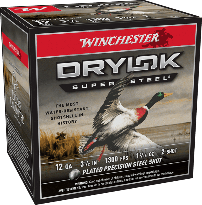 WINCHESTER DRYLOK SUPER STEEL 12 GA 3-1/2" #2  1-9/16 OZ 25 RD/BX 10 BX/CS