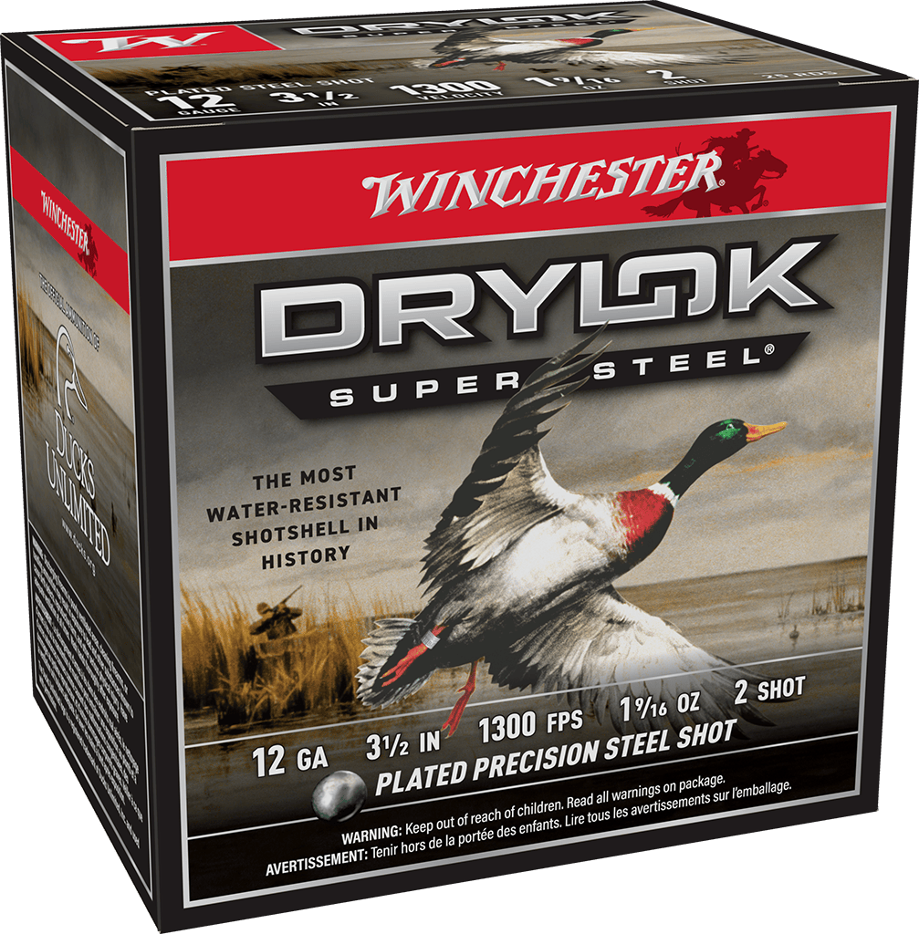 WINCHESTER DRYLOK SUPER STEEL 12 GA 3-1/2" #2 1-9/16 OZ 25 RD/BX 10 BX/CS WINCHESTER DRYLOK SUPER STEEL 12 GA 3-1/2" #2 1-9/16 OZ 25 RD/BX 10 BX/CS