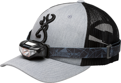 BROWNING CAP/HEADLAMP COMBO - GRAY/BLK W/100 LUMEN LIGHT