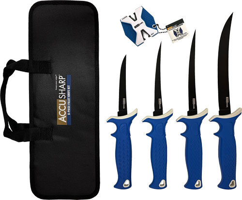 ACCUSHARP 6-PIECE FILLET KNIFE - KIT W/SHARPENER & ZIP CASE