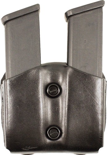 DESANTIS DOUBLE MAG POUCH OWB - LEATHER SINGLE STACK 10/45 BL