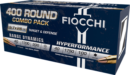 FIOCCHI 5.7X28 300RD 40GR FMJ - 100RD 40GR JHP COMBO PACK