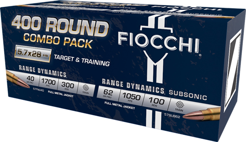 FIOCCHI 5.7X28 300RD 40GR FMJ - 100RD 62GR FMJ COMBO PACK