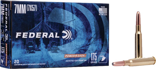 FEDERAL POWER-SHOK 7X57MM - MAUSER 175GR SP 20RD 10BX/CS