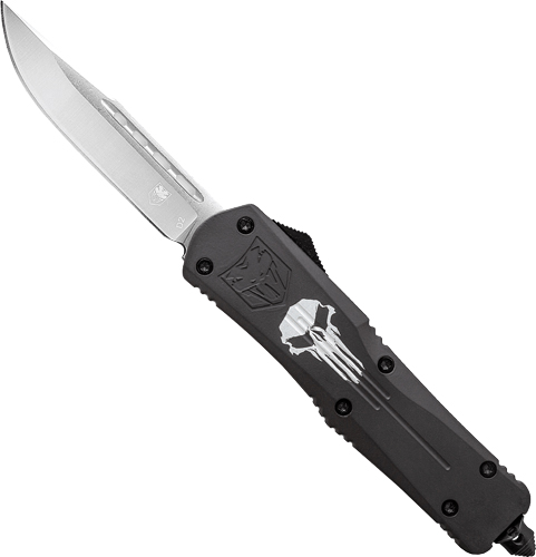 COBRATEC LARGE FS3 OTF BLACK - PUNISHER 3.5" D2 STEEL DRP PNT