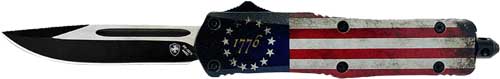 TEMPLAR KNIFE LARGE OTF BETSY - ROSS FLAG 3.5" BLACK DROP PNT