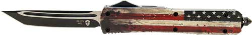 TEMPLAR KNIFE SLIM OTF WOOD US - FLAG 3.1" BLACK TANTO