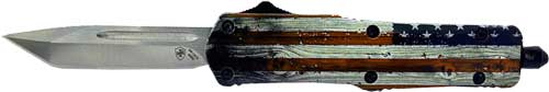 TEMPLAR KNIFE SMALL OTF WOOD - US FLAG 2.75" SILVER TANTO