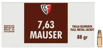 FIOCCHI 7.63 MAUSER 88GR FMJ 50RD BX 1000RD CASE