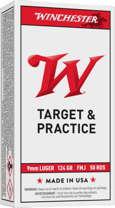 WINCHESTER USA 9MM 124GR FMJ BRASS 50RD BOX 500RD CASE